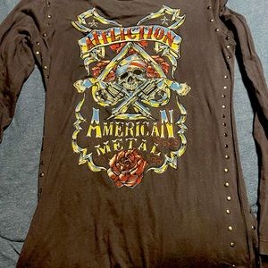 Affliction ripped back long sleeve